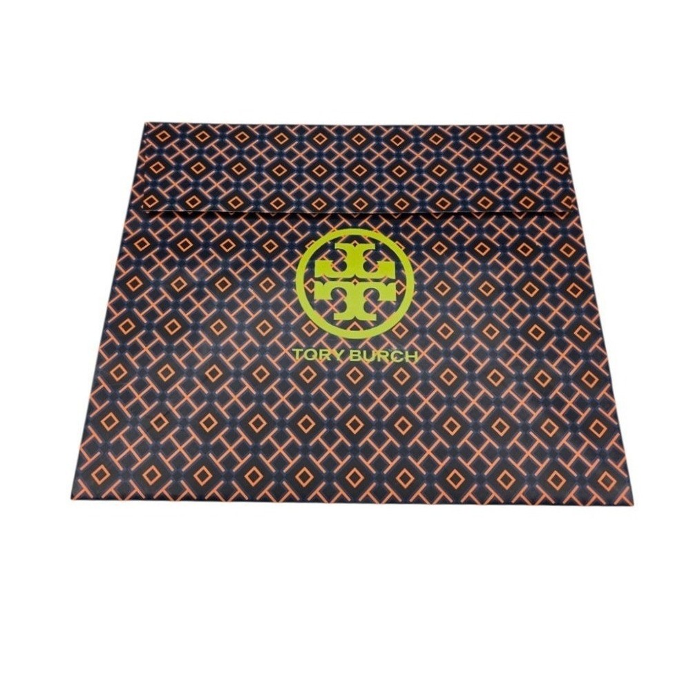 Tory Burch Gift Bags Set of 3 Logo Geometric Orange Navy Small 8x6.5